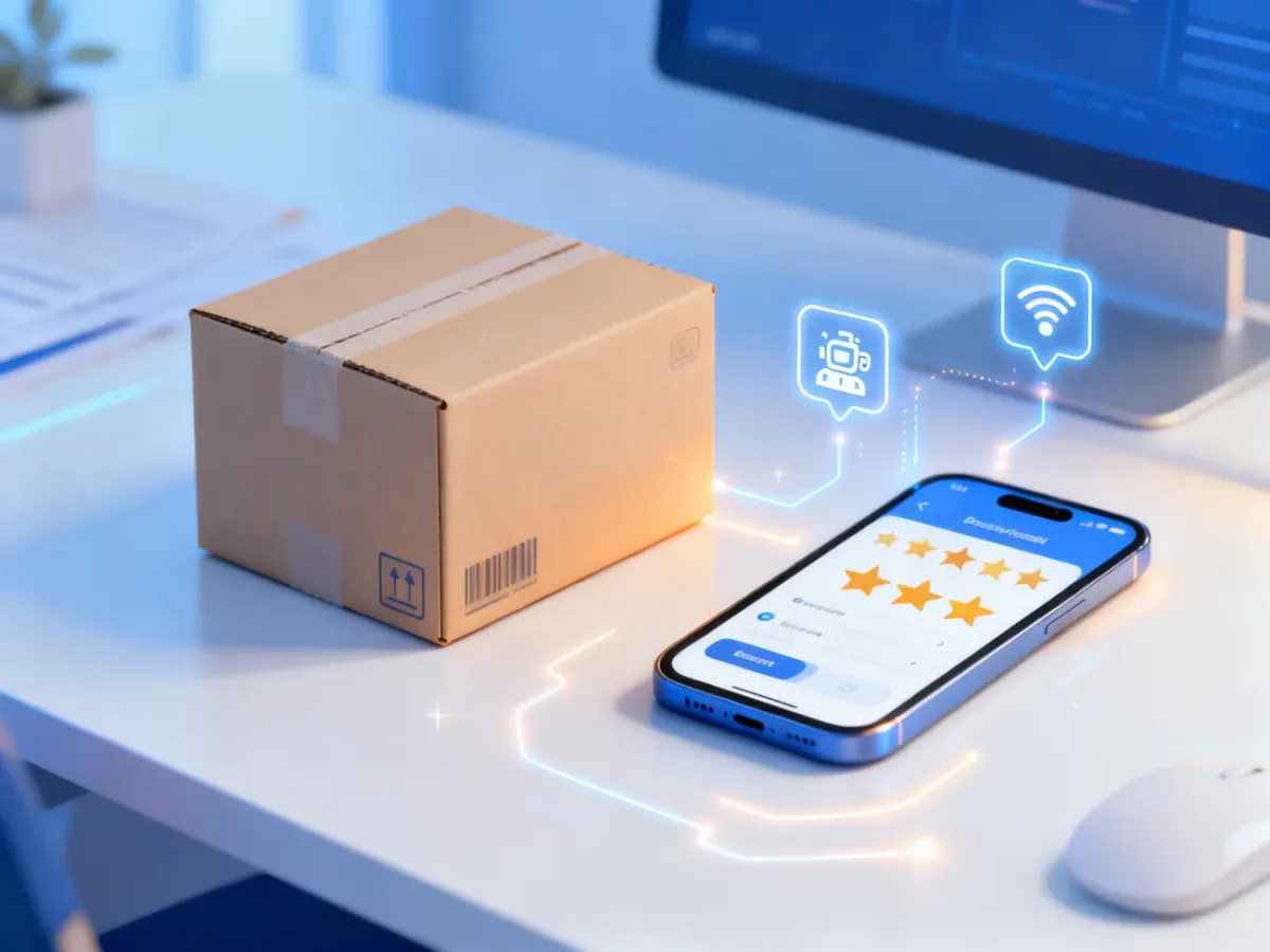 Automated customer review request after an online order delivery