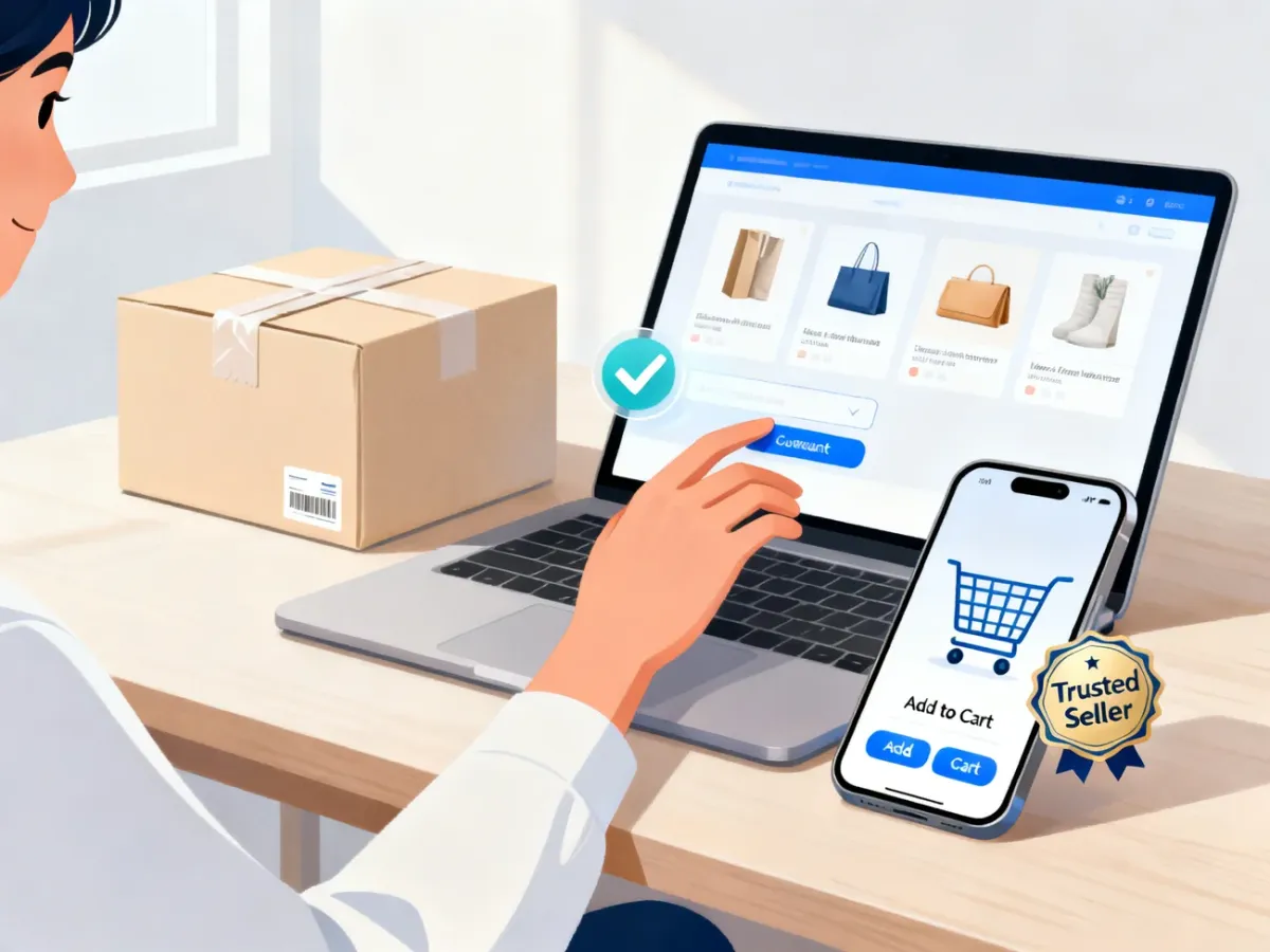 Klient korzystający z wygodnego procesu zakupów online przy laptopie i smartfonie